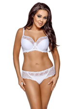 Трусы-бразилиана из кружевного полотна и сетки с вышивкой (Размер: M) (Цвет: черный)