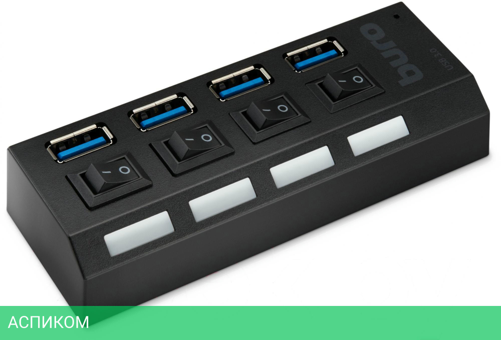 USB-хаб Buro BU-HUB4-U3.0-L черный