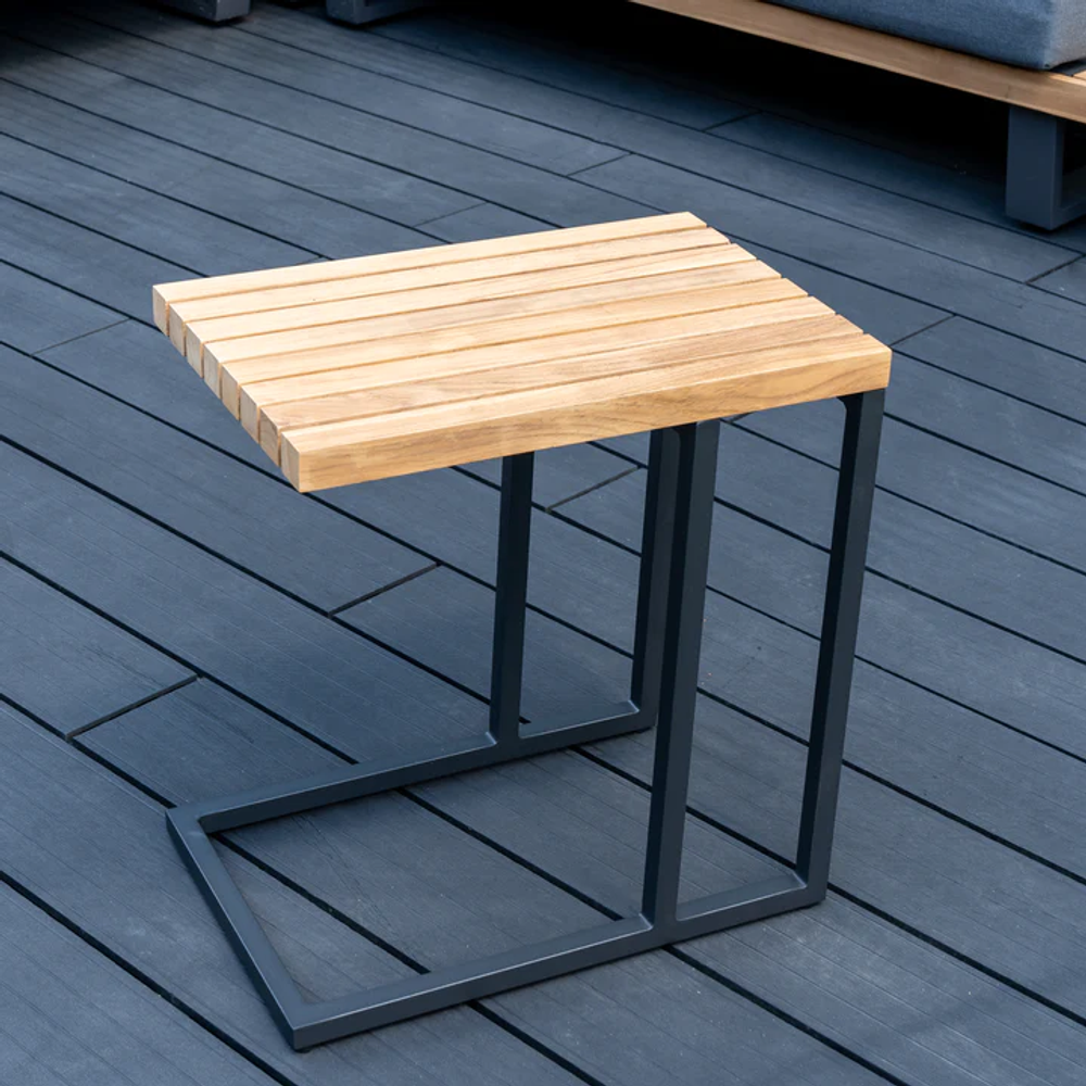 Amal, стол антрацит/натуральный, алюминий/тик