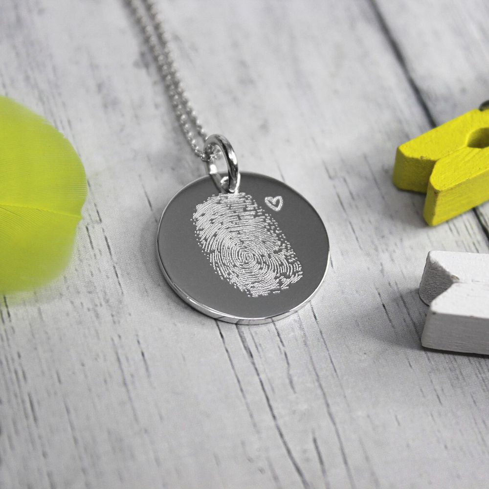 Серебряный кулон подвеска с детским отпечатком пальца на заказ
