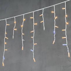 Светодиодная бахрома с колпачком 3,1*0,5 м., 120 экстра теплых белых LED ламп, мерцание, каучуковый белый провод, LTC (LL120BLW-8-2EWW)