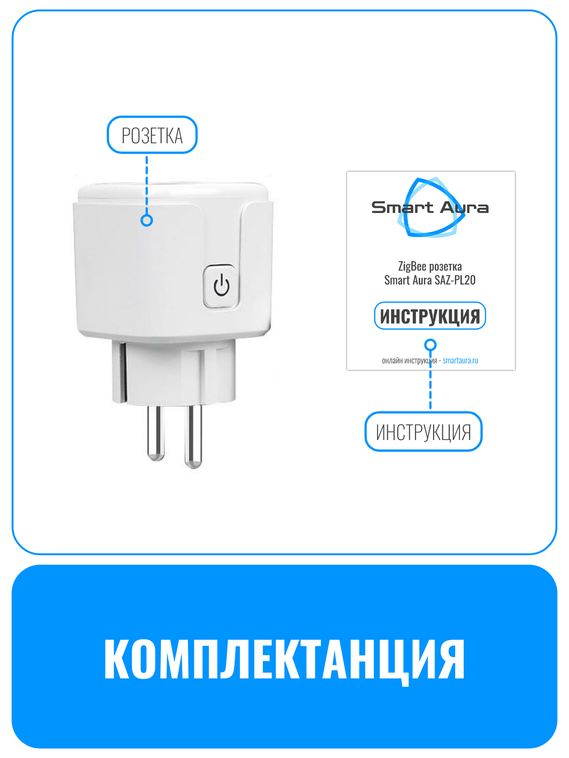 Умная ZigBee розетка Smart Aura 20А
