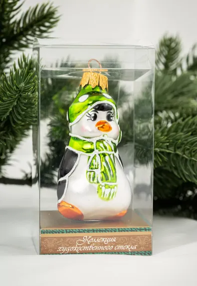 Елочное украшение Пингвин, стекло, 8 см., 1 шт., Витус (А41)