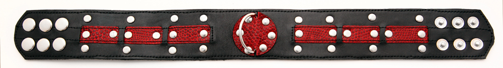 Чёрно-красный ошейник с клёпками (Цвет: черный с красным)