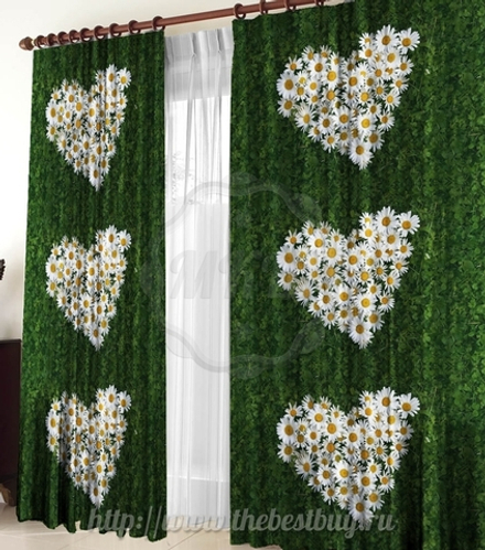 Фото-шторы: Ромашки (арт. L20-1136)  -  (145х270)х2 см.