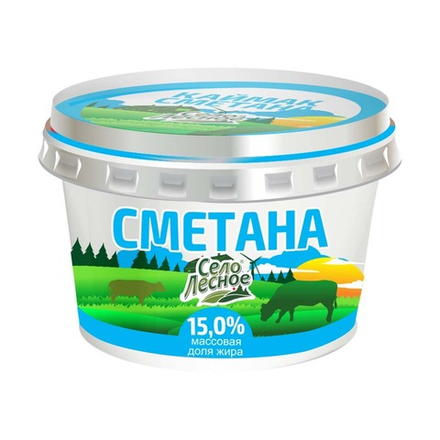 Сметана Село Лесное 15 % 180 гр