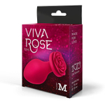 Малиновая анальная пробка с основанием-розой - 8,3 см. (Цвет: малиновый)