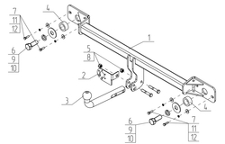 Фаркоп для Lada Vesta седан/универсал 2023-2022 Тип шара: A. Нагрузки: 1000/75 кг, VAZ-72