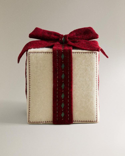 ZARA HOME БОЛЬШОЙ СВЕТЯЩИЙСЯ РОЖДЕСТВЕНСКИЙ ПОДАРОК, ЖЕЛТОВАТО-БЕЛЫЙ