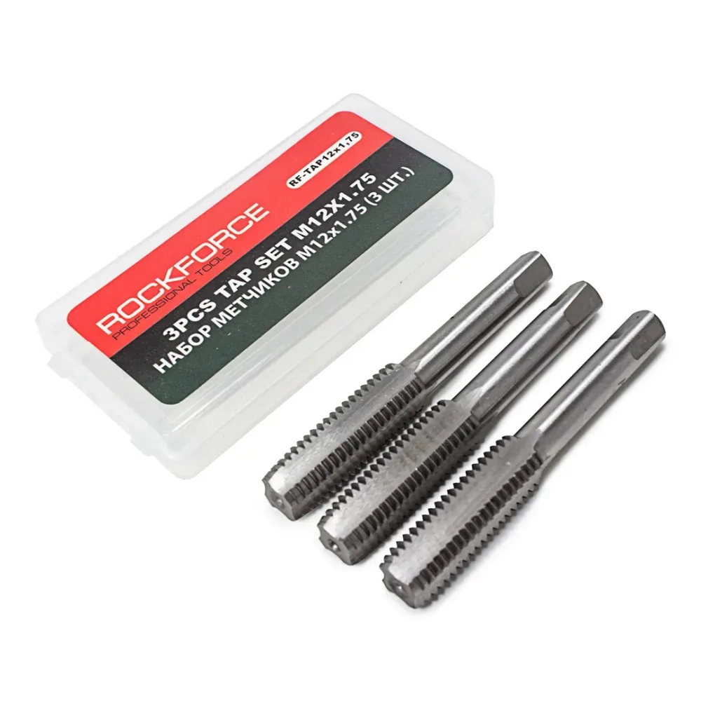 Метчик M12x1,75 (3шт), в пластиковом футляре RockForce##Rock FORCE RF-TAP12x1,75