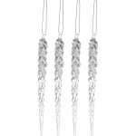 Подвеска «Хрустальная сосулька» 18 см (набор 4 шт), Серебро