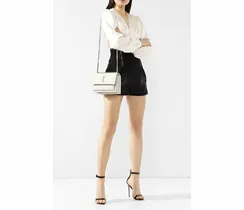 Сумка Saint Laurent Sunset Medium с тиснением под крокодила белый