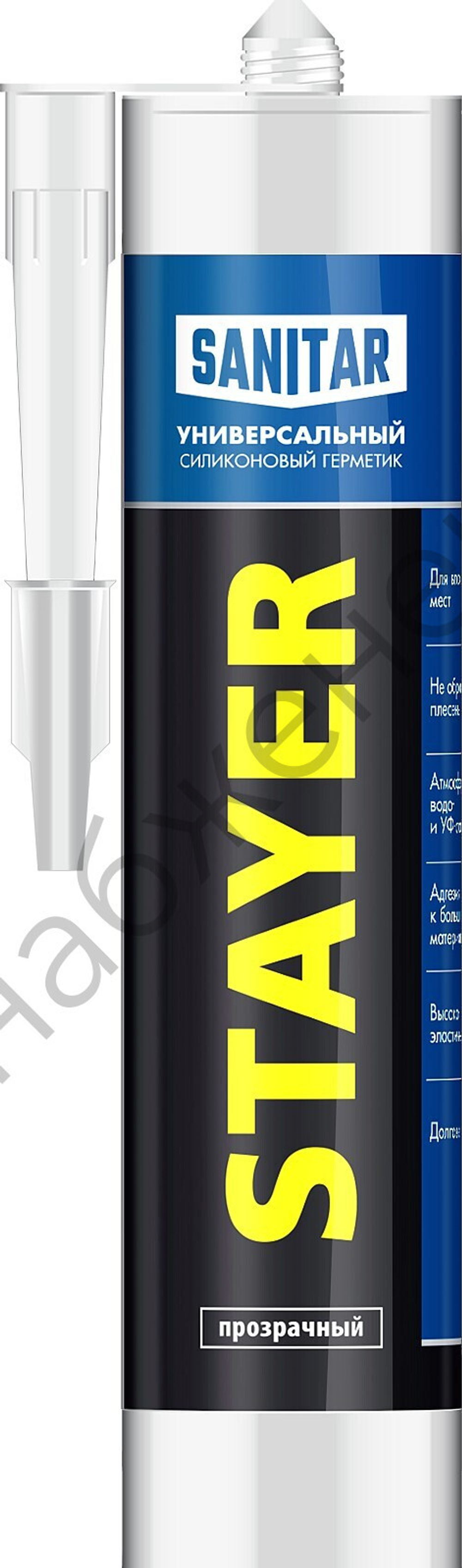 STAYER 260 мл прозрачный, Санитарный силиконовый герметик, MASTER (41215-2)