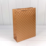 Пакет подарочный 31х42х12см Фигуры и узоры "Ромб" (Бронзовый)