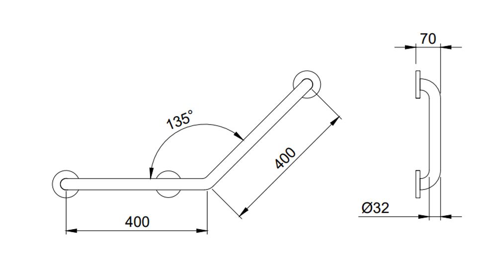 Поручень угловой 135º нерж. сталь NOFER 15161.W белый