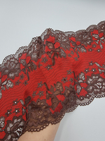 Кружево эластичное красное/коричневое КС125 (18 см)