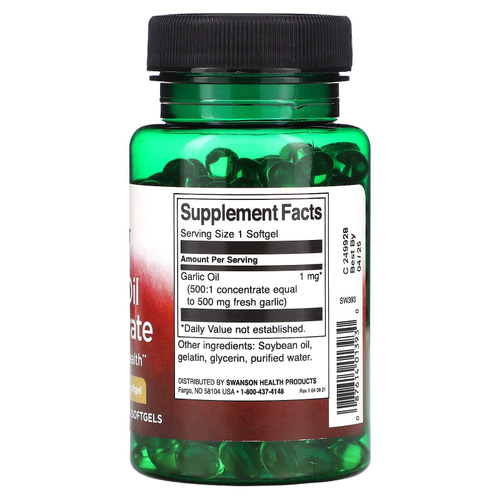 Swanson, Концентрат чесночного масла, 500 мг, 250 мягких таблеток