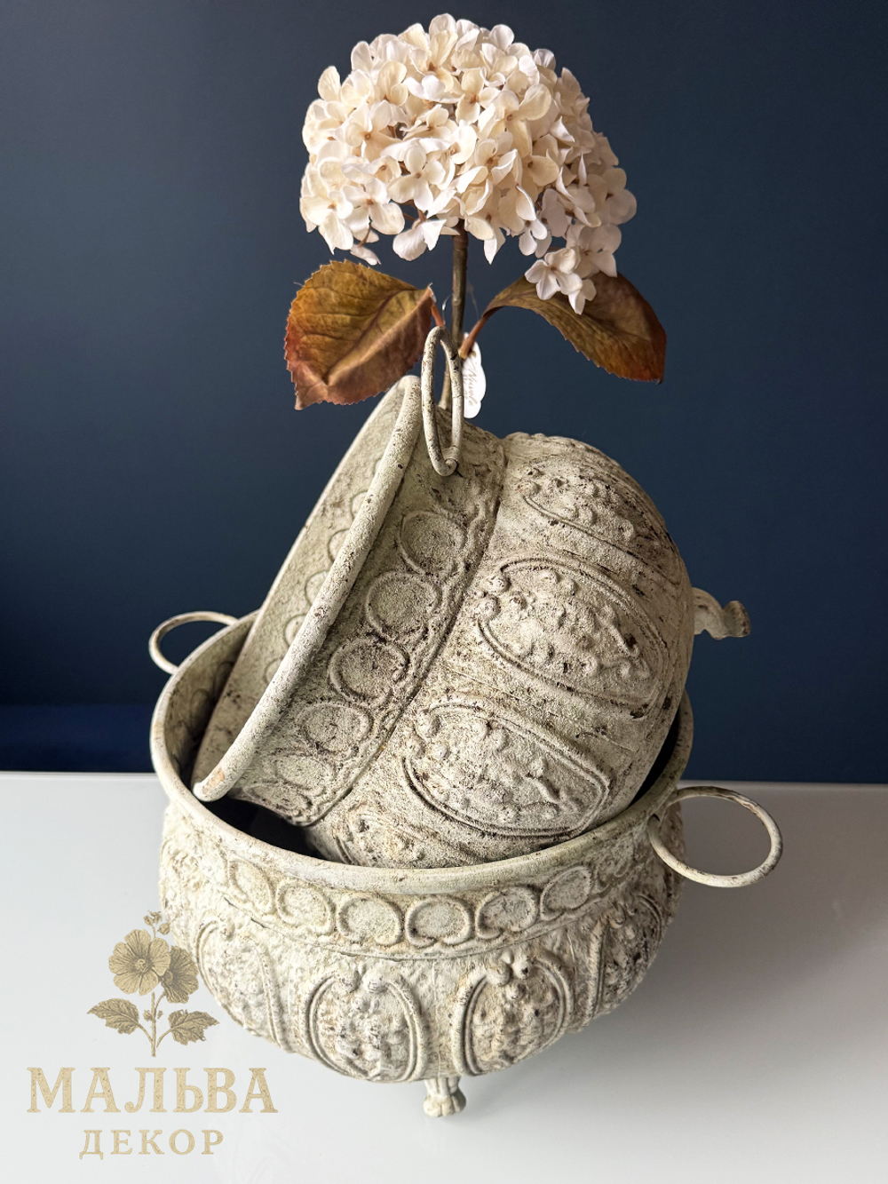 Набор из 2-х декоративных кашпо "Брокант" круглые из металла от CAMPO Home & Garden