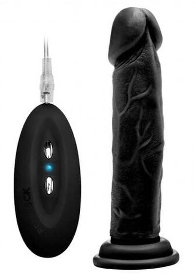 Чёрный вибратор-реалистик Vibrating Realistic Cock 8 - 20 см. (Цвет: черный)