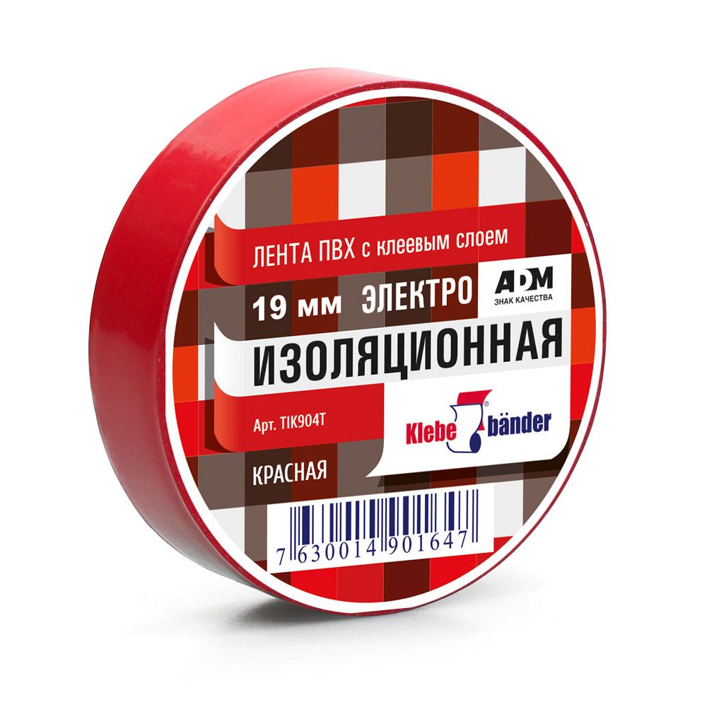 Изолента ПВХ 19х20 красная Klebebander TIK904T