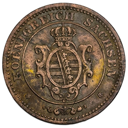 Монета 2 пфеннига Германия (Саксония) 1869 год
