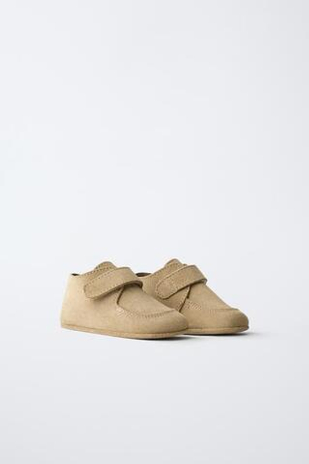 ZARA КОЖАНЫЕ ТУФЛИ, ПЕСОЧНО-КОРИЧНЕВЫЙ