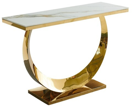 Стол-консоль Ist Casa Прайм, 120х40х78 см, жемчужный белый, золотой