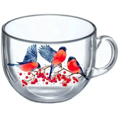 Кружка стеклянная 500мл «Снегири» D1858/24