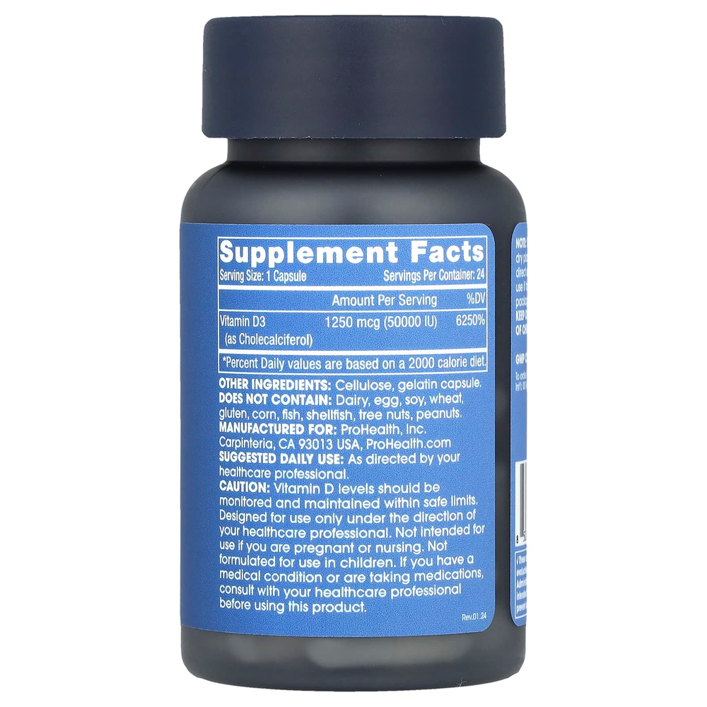 ProHealth Longevity, D3 Extreme, 1250 мкг (50 000 МЕ), 24 капсулы
