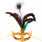 Маска «Леди Павлин» с пером, микс цветов