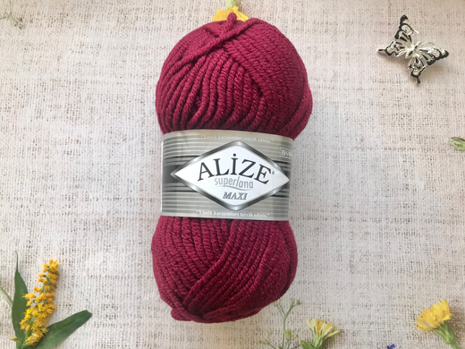 Пряжа ALIZE "Superlana maxi" 57 бордовый