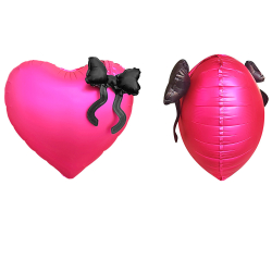 Сердце "Ярко-розовое с черным бантиком"