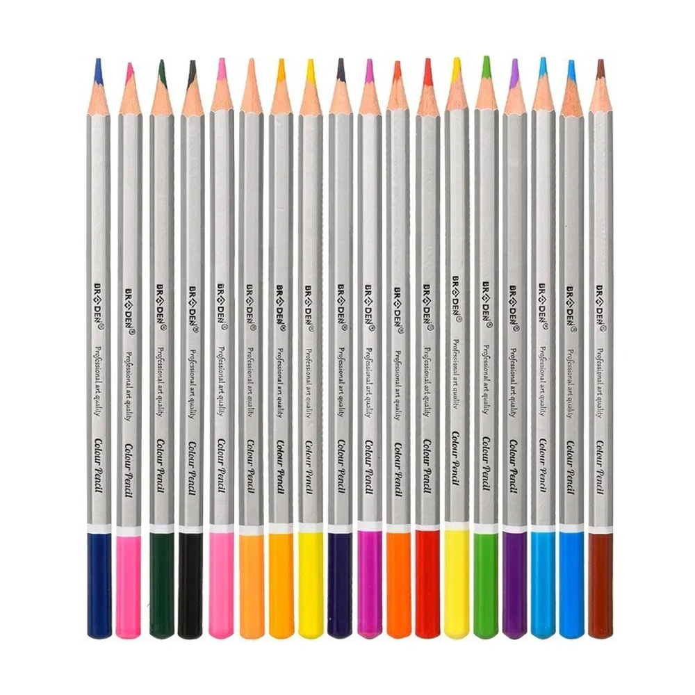 Карандаши цветные, Basir, деревянные, серия "Африка", серебристый корпус, цветная упаковка, 18 шт