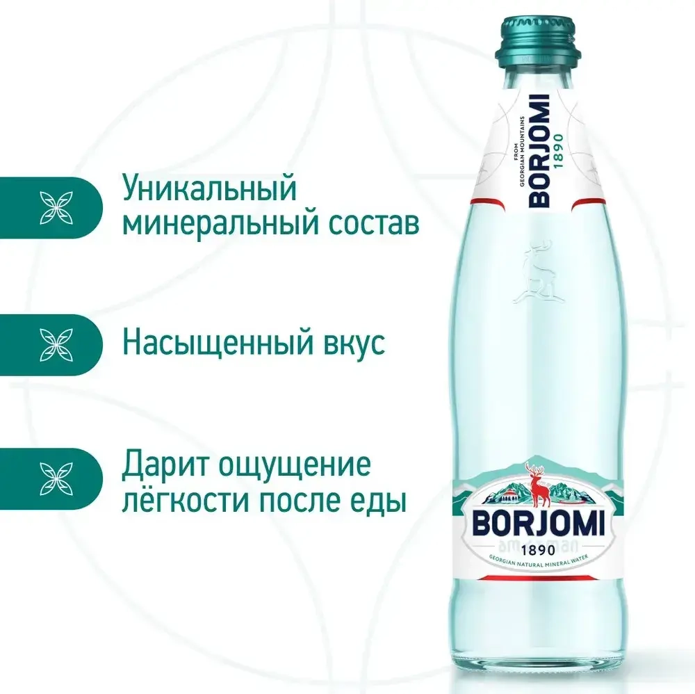 Вода минеральная Borjomi природная лечебно-столовая в стекле, 0,33 л