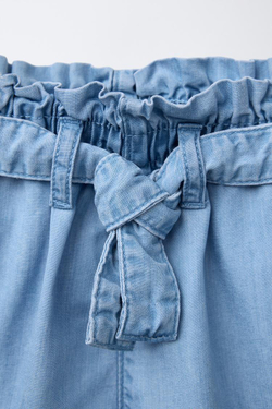 ZARA ДЖИНСОВЫЕ ШОРТЫ СВОБОДНОГО КРОЯ, СИНИЙ