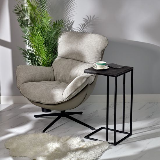 Кресло HUG светло-серый, экокожа, шенилл