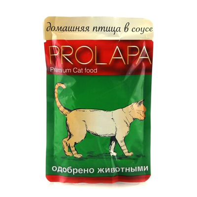 Prolapa Premium 100 г - консервы (пауч) для кошек с домашней птицей (соус)