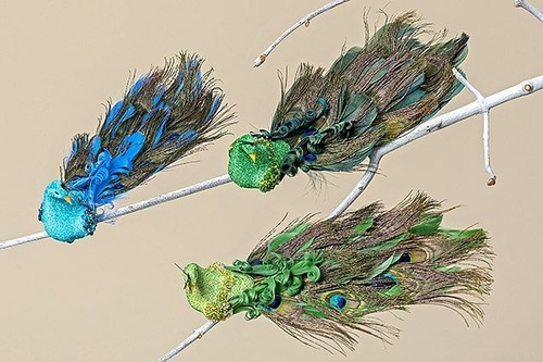 Декор на клипсе "Павлин" малый в ассортименте 10х8х25см