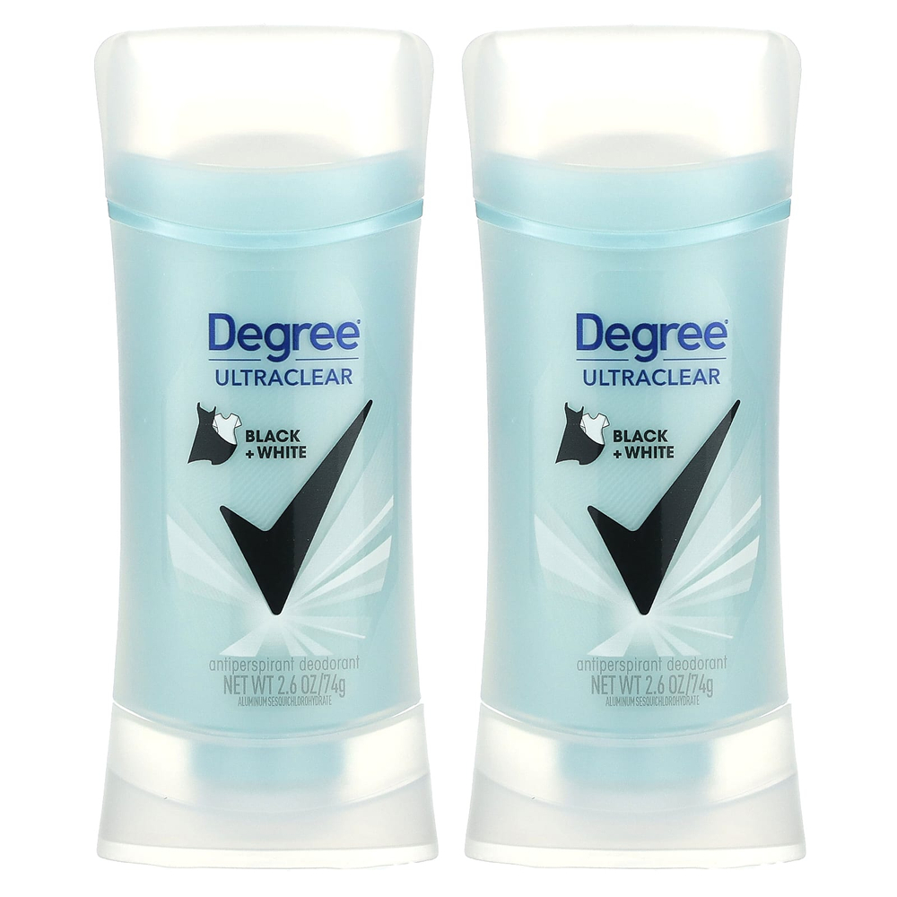 Degree, UltraClear, черный + белый, дезодорант-антиперспирант, 2 шт. в упаковке, 74 г (2,6 унции)