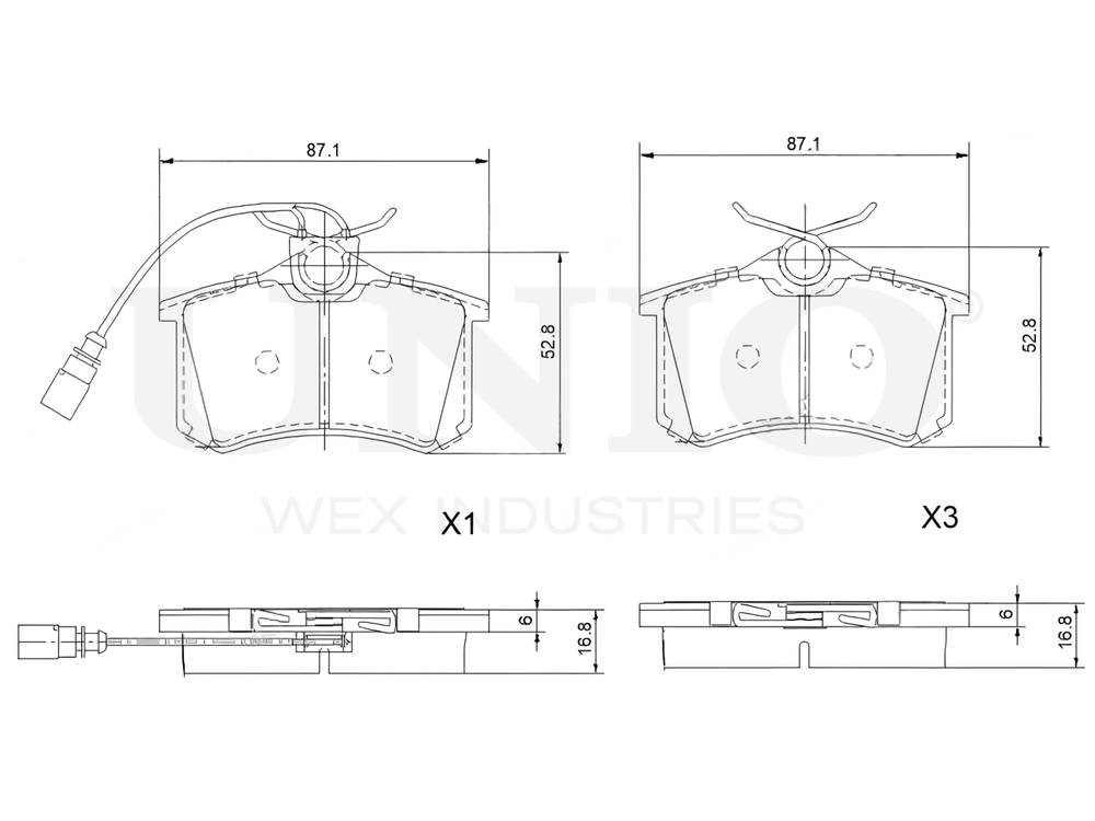Колодки тормозные диск. задние с датчиком UNIO BRP-20164