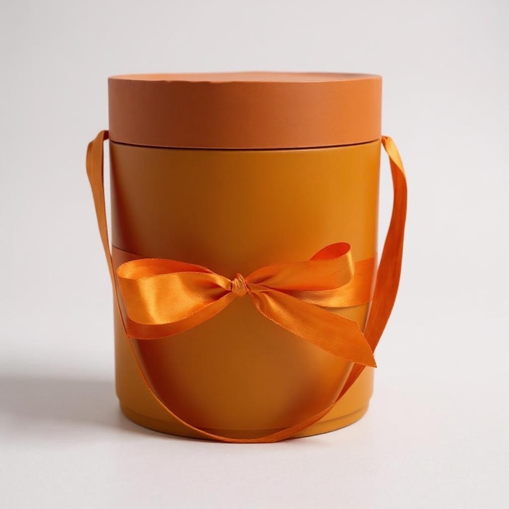 Шляпная коробка PREMIUM D 18см. Цвет: оранжевый .