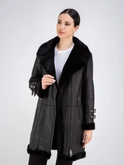 Дубленка натуральная авиатор длинная Турция