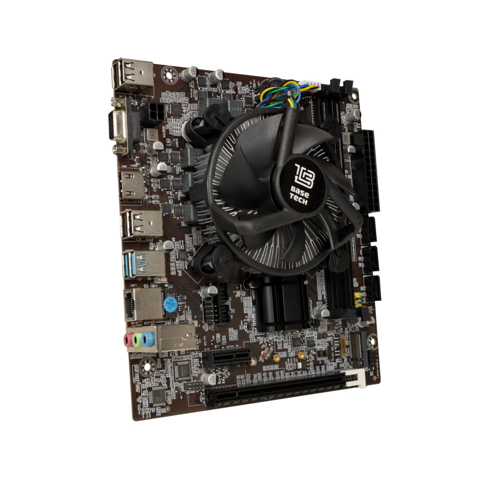 Материнская плата с процессором BaseTech H110M-K, Socket1151, i3-6100, mATX, Retail, Socket1151, Intel UHD Graphics 530, 2xDDR4, PCIe3.0, 1xM.2, GLAN, 6xUSB2, 4xUSB3, VGA, HDMI, кулер CPU (BT-H110M-K-6100)