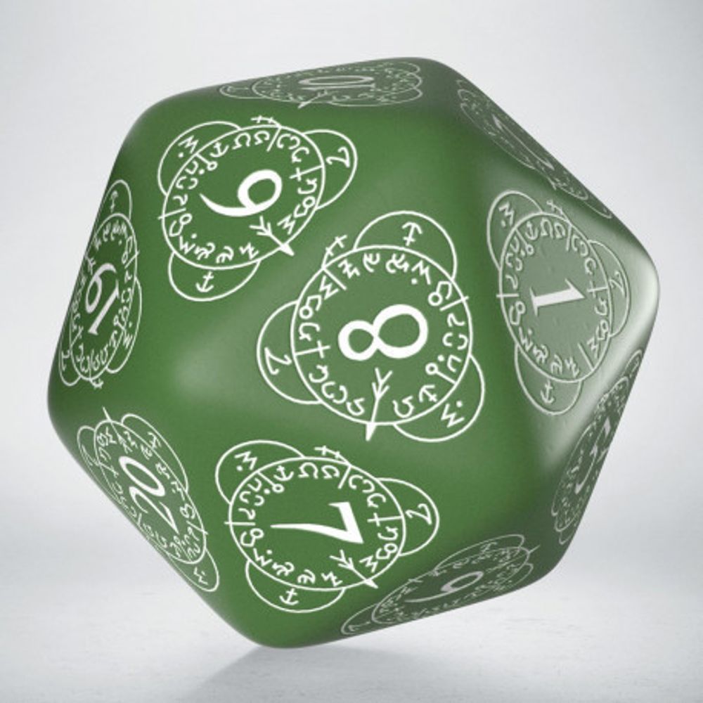 D20 Level Counter Green &amp; white Die (1)