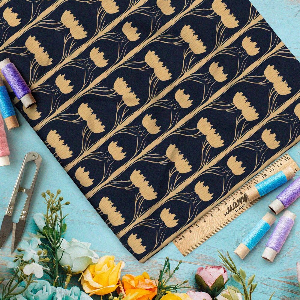 Ткань премиум сатин цветочный орнамент