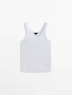 Massimo Dutti Топ из 100% хлопка с бретелями, белый