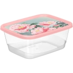 Контейнер для продуктов прямоугольный 0,5л с декором "Сад пионов" (розовый)