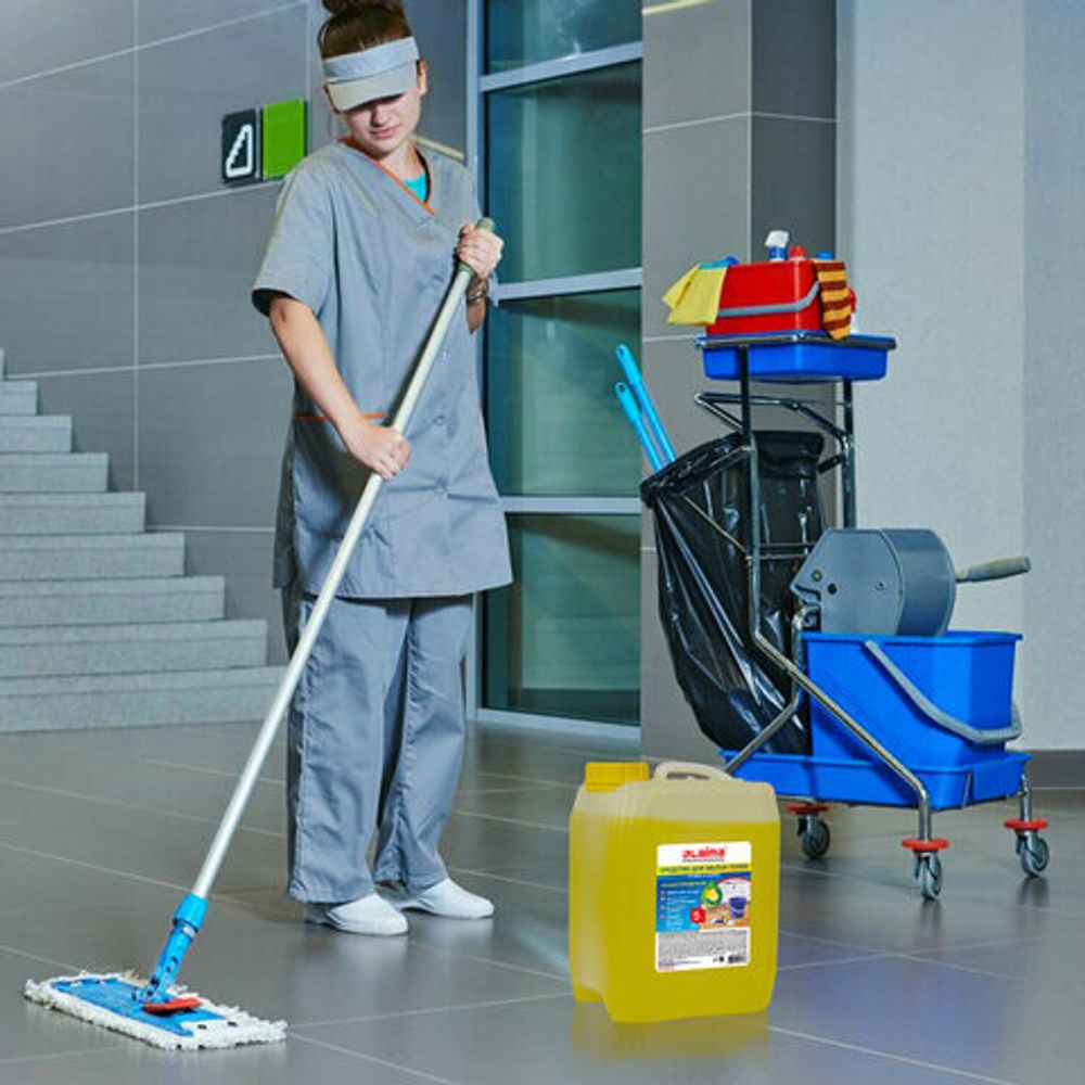 Средство для мытья пола 5 кг, LAIMA PROFESSIONAL концентрат, "Лимон", 601606