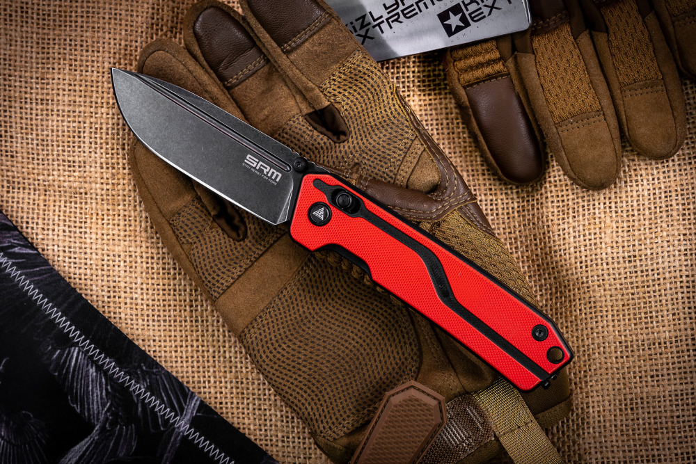 Складной нож SRM Rubik Large BlackWash сталь 10Cr15CoMoV рукоять Red/Black G10 (7228L-GV2)