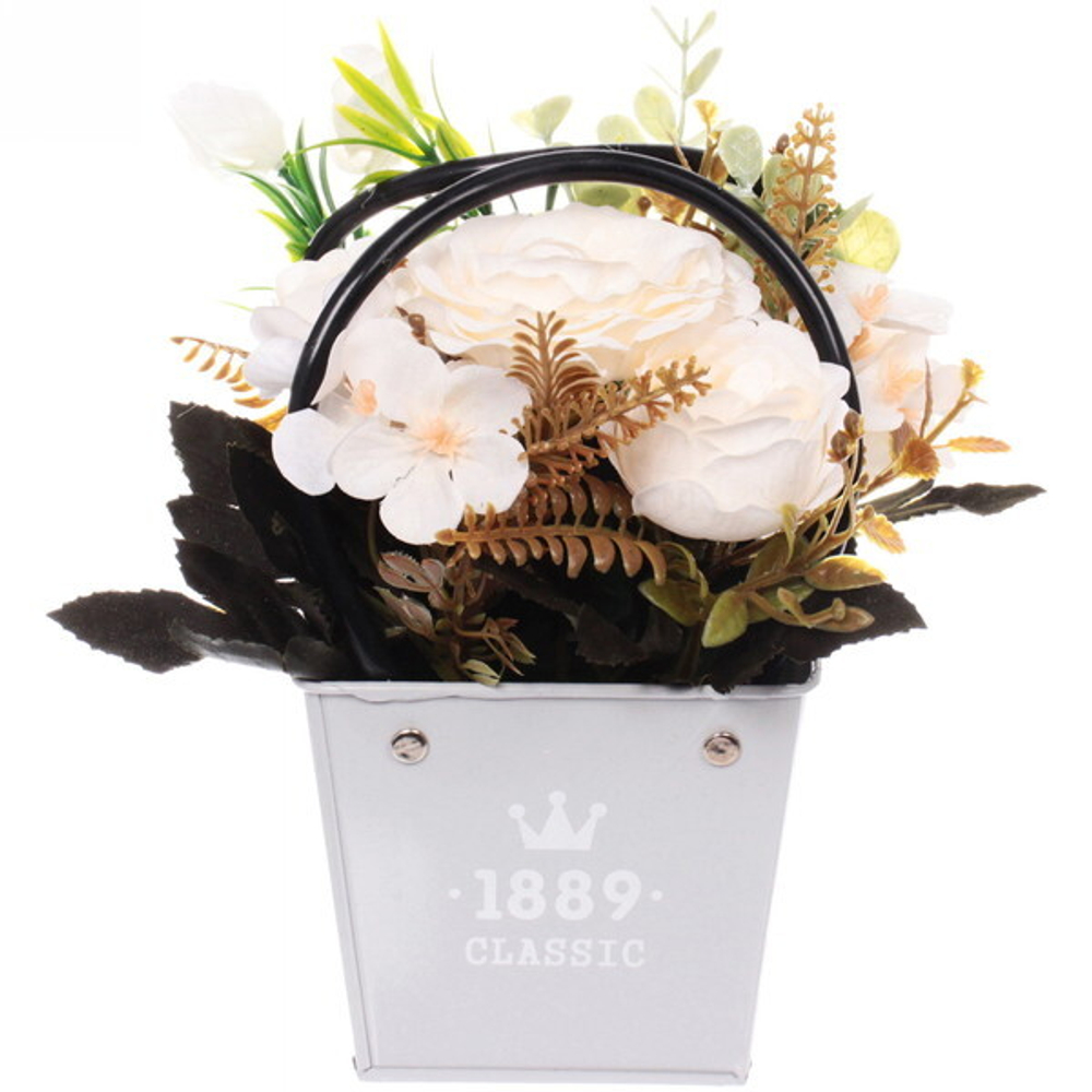 Цветочная композиция «Розовый туман» 15*11*20см в корзинке, цвет белый